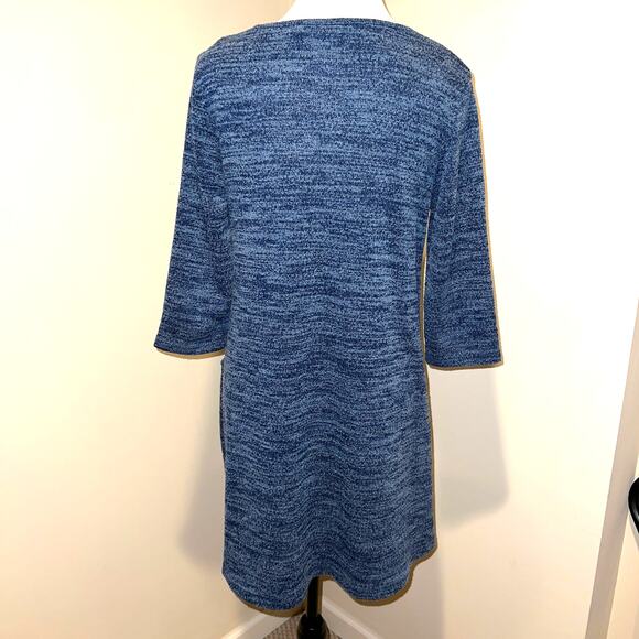 Aryeh Heather Blue A-Line Sweater Dress Large Patch Pockets Size M - Picture 3 of 11
